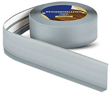 10m flexible PVC plinthe pour revetement de sol - 50 x 15 mm - couleur: cendre gris - montage facile, elastique, plafond bande protection