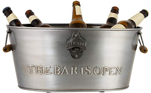 Beer Bottle Ice Bucket Drinks Cooler Beverage Bucket Tub Recycled Cast Iron Ice Cooler with Bottle Opener Party Decoration