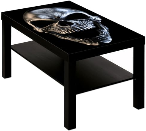 B-wie-Bilder.de Couchtisch Tisch Totenkopf lachend Metall Farbe Sepia Tisch schwarz