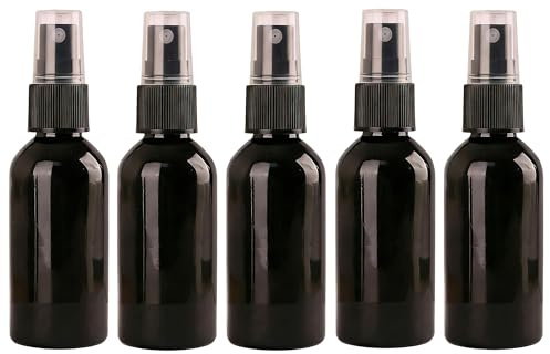 VASANA 5Pcs 50ml Away from Light Black Plastic Spray Bottle Fine Mist Empty Refillable Sample Perfume Boxes Travel Portable Sample Cosmetic Atomizers Container with Black Sprayer(Black)