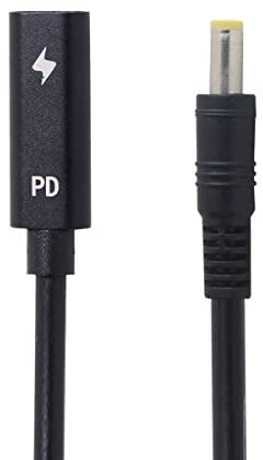 JSER Type C USB-C femelle Entrée vers DC Power PD Câble de charge pour ordinateur portable 18-20 V (5,5 x 2,5 mm)