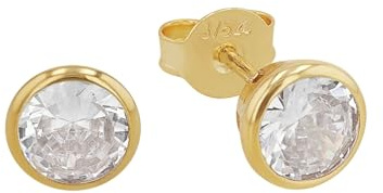 Amor Ohrstecker Damen Ohrschmuck, mit Zirkonia synth, 0,6 cm, Gold, Kommt in Schmuck Geschenk Box, 2013788…