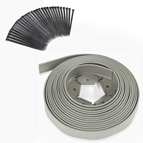 IDMarket - Bordurette de Jardin Flexible 10 M Grise Hauteur 5 CM + 30 piquets