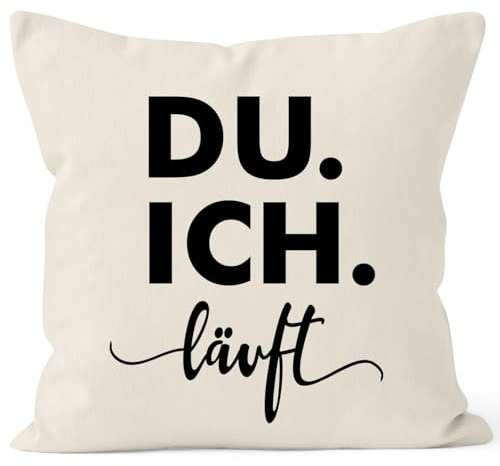 SpecialMe® Kissen-Bezug Ich Du läuft Liebeserklärung Liebe Geschenk für Partner Liebesprüche Natur 40cm x 40cm