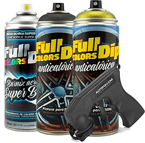 AutoFullCar - Acrylfarbe gegen Kälte, Full Dip für Bremssättel, 2 x 400 ml Spraydose (Gold Perlglanz)