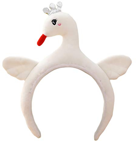 Amosfun Weißer Schwan 3D-Stirnband Schwan Silly Hat Schwan Cosplay Stirnbänder Vogel Kopf Wrap Haarband Foto Prop für Mädchen Frauen Party Kopfschmuck Kopfbedeckung