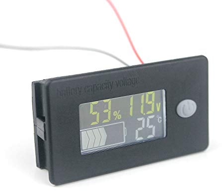 Taikuwu 12V LCD Battery Capacity Monitor Gauge Meter, Lead Acid Battery Tester Lithium Battery Capacity Indicator Voltmeter with Temperature Display Battery Fuel Gauge Indicator Voltage Monitor