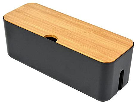 N-X Gestion Câbles Style Bois pour Cacher Les Fils et Multiprises | Boîte d'Organisateur Cordon pour la Maison et Le Bureau