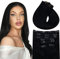 Vivien Schwarz Echthaar Extensions Clip Schwarz 60 cm Clip Echthaar Extensions Tiefschwarz Haarverlängerungen Lang 135g 7Pcs