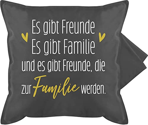 Kissenbezug - Statement Kissen mit Sprüchen - Es gibt Freunde Es gibt Familie und Freunde die Familie Werden - 50 x 50 cm - Grau - Freund Geschenk kissenhülle sprüche Spruch Freundin