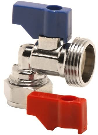UKDD® Washing Machine Valve Elbow 90* Bend Appliance Valve with Handle 15mm x 3/4 BSP for Hot & Cold