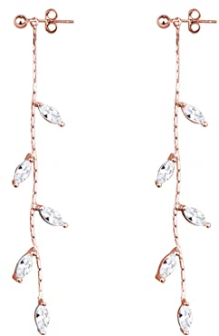 SLUYNZ 925 Sterling Silber Tropfen Ohrringe Kette für Frauen Damen Olivenblätter Einfädler Ohrringe Quaste Baumeln (Roségold)