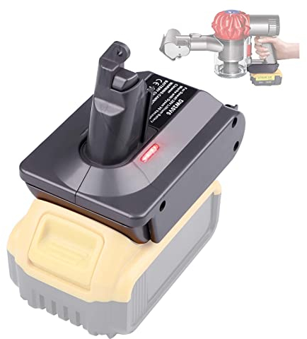 TEPULAS for Dyson V6 Battery Replacement Adapter for Dewalt 20V Battery Compatible with Dyson V6 SV03 SV04 SV06 DC58 DC59 DC61 DC62 DC72 Vacuum Cleaner(No Battery)