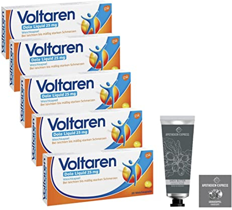 Voltaren Dolo liquid 25mg - 3 x 20 Tabletten inkl. Granatapfel-Handseife von Apotheken-Express