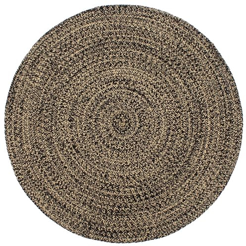 vidaXL Teppich Handgefertigt Jute Wohnzimmerteppich Juteteppich Handwebteppich Bodenmatte Schlafzimmer Wohnzimmer Flur Schwarz Braun 240cm