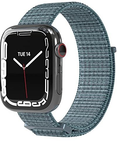EAZY CASE Armband kompatibel mit Apple Watch 38mm 40mm 41mm 42mm verstellbares Ersatzarmband aus Nylon Sport Loop kompatibel mit Apple Watch Serie 9 8 7 6 5 4 3 2 1 SE für Damen und Herren Stahl Blau