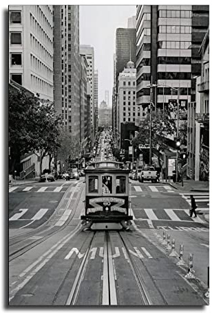 QITEX Leinwand Bilder 30x40cm (Kein Rahmen) San Francisco in Schwarz-Weiß Poster Poster Dekorative Bild Leinwand Wand Bilder Wohnzimmer Poster Schlafzimmer Bild