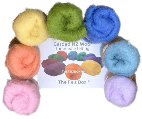 Pastel Rainbow Carded Wool Set 7x20g Needle & Wet Felting – Felt Box