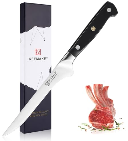 KEEMAKE Coltello Macellaio da Disosso 14cm, Coltello da Cucina Disossare Carne con Ossa, Coltelli da Cucina Professionali in Acciaio Inossidabile Affilato
