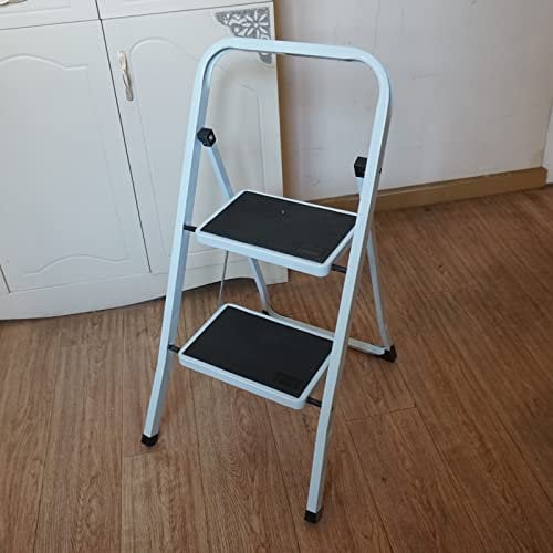 Gr8 Home Portable 2 Step Ladder Foldable Stool Non Slip Tread Heavy Duty Metal Steel Compact Folding Home DIY