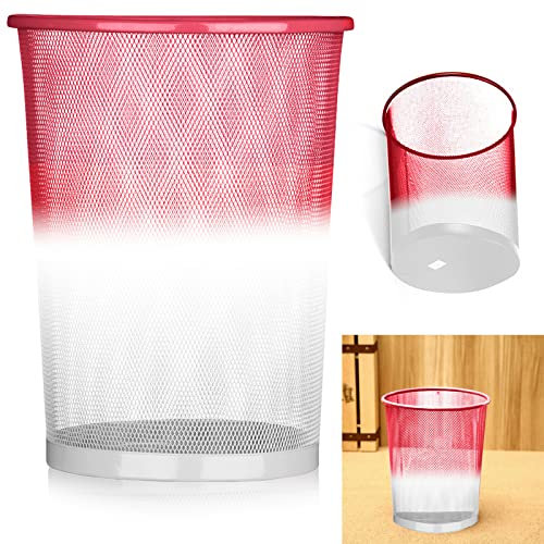 ARA CHOICE Colourful Mesh Waste Bins Rubbish Paper Wastebasket Trash Can Dustbin For Home Office Durable and easy to use Recycling Bin for Bedrooms Multi Colour. (Red)