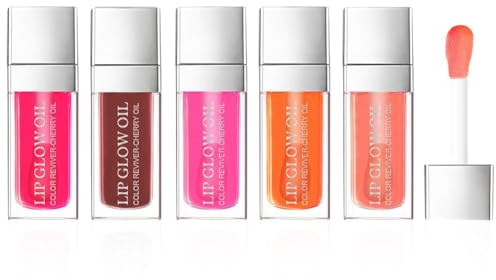 AOOWU Lip Glow Oil, Getönter Lippenöl Lipgloss, Long Lasting Lip Plumper Oil, Moisturizing Hydrating Lippen Care Lippenöl, Reduziert Feine Linien Nicht Klebriges Lip Gloss Tint(001+004+007+012+015/B)