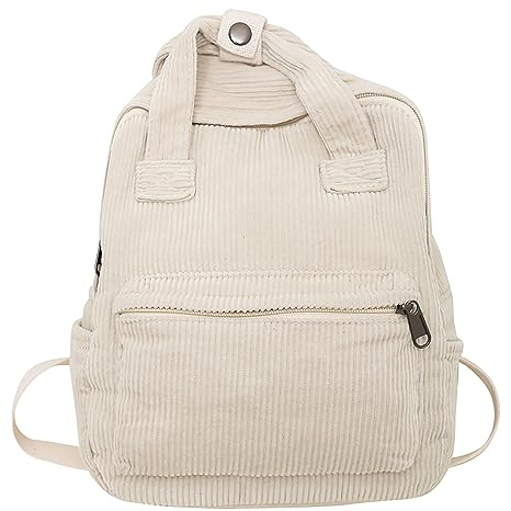 Makukke Women's Small Corduroy City Backpack Backpacks Daypacks Women's Backpack Handbags Backpack Not Suitable for A4 Documents, beige, Casual