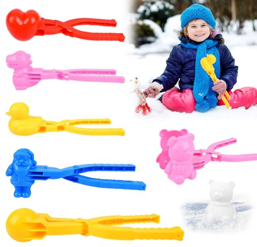 GuKKK Schneeballzange, 6 Stück Schneeball Former Winter Schneeball Form Spielzeug Sandball Schneeball Snowball Clip, Schneeball-Maker-Werkzeug mit Griff, Schneeball Clip für Kinder im Freien Spielen