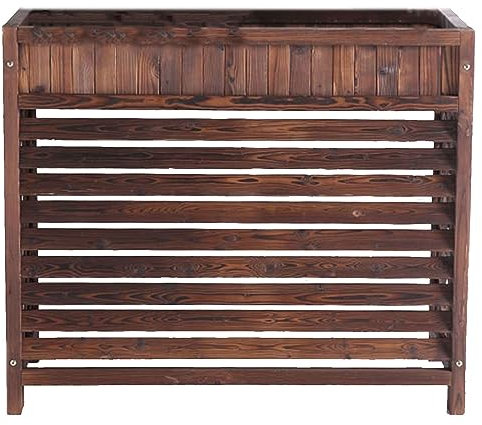 UZSPAC Outdoor Privacy Screen Freestanding with Planter Solid Wood Material Air Conditioner Cover Lattice Panels for Outside, 3 Sizes (Size : 101 * 43 * 94cm)