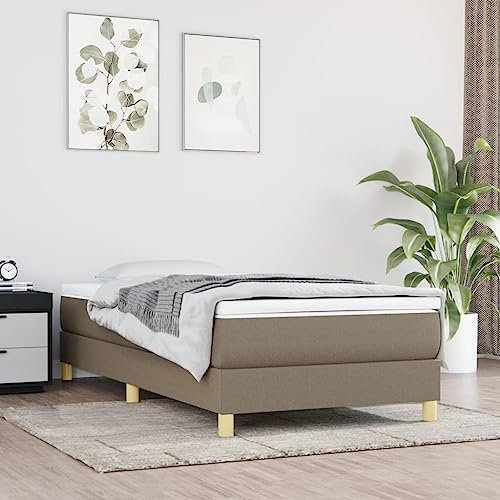 LAPOOH Sommier à Ressorts de lit Taupe 90x190 cm Tissu,Sommier avec Pieds,Sommier Tapissier