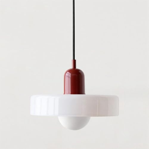 SYUFRE Lampe à suspension du milieu du siècle, plafonnier coloré avec abat-jour en verre, luminaire suspendu vintage en fer et verre, luminaire for chambre à coucher, salon, cuisine, couloir (Color :