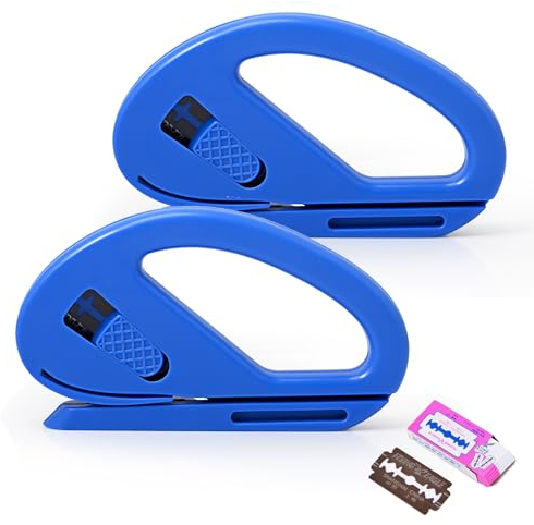EHDIS 2 Stück Geschenkpapier Schneider mit 5 Ersatzklingen, Gift Wrap Cutter für Rollen, Papierschneider für Geschenkpapier Weihnachten, Geburtstag, Bastelpapier, Blau