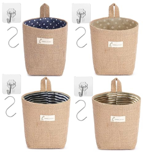 4 Pezzi Borsa Appendibile con 8 Gancio, Organizer Bagno Appendibile, Porta Oggetti Bagno Appendere, Porta Oggetti Doccia Appendere, Organizzatore Appendibile, Tasche Portaoggetti per Piccoli Oggetti