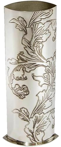 I LUV LTD Mittel 9 inch Zinn Vase für Blumen Überall mit Akanthusmuster Geprägt Hell Poliert Beenden Wohnaccessoires Lieferung im Karton