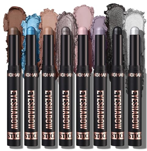 8PCS Lidschatten Stick Weiche Cremige Matte Schimmer Lidschatten Bleistift Crayon Hervorhebung Pigmentierter glänzender Lidschatten Bleistift Wasserdichter Classy Schimmer Lidschatten Sticks Set (C)