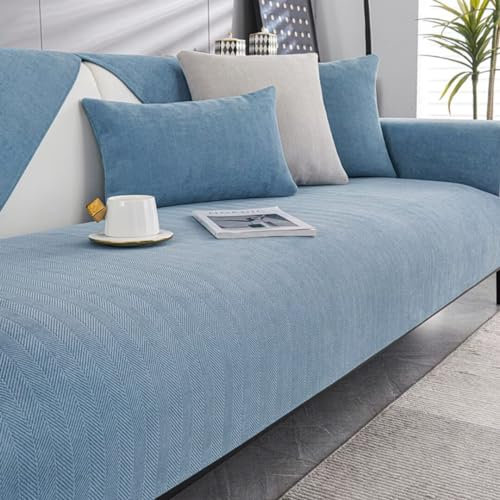 Bettschlange Sofabezug Ecksofa L-Form 1/2/3/4sitzer, Sofaschutz Sofaschoner, Sofaschutzdecken rutschfest, Pets Dog Couch Überzug Sofa Überwurf(Blau,70x150cm)