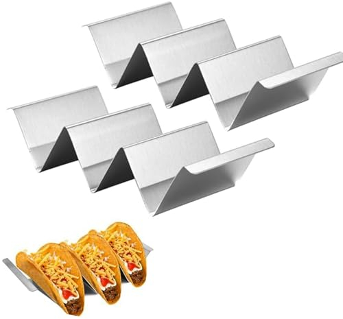 Roysmart Taco Halter Edelstahl, 2 Stück Taco-Halterung, Wellenform Taco Rack Taco Tabletts Küche Gadget für Halten Tacos, Sandwiches, Brot, Hot Dogs und Pfannkuchen