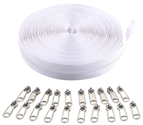 Rixotix 1 Rolle Reisverschluss endloses Endlosreißverschluss mit 20 Stück Reißverschluss, Reißverschlüsse spiralförmig Meterware teilbar,für Kleidung Tasche Mäppchen Bettwäsche,Koffer,Kissen,Tasche