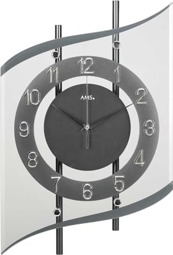 AMS 5503 Horloge murale radio-pilotée analogique avec chiffres arabes, moderne, horloge de salon, cuisine, bureau