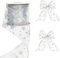 G2PLUS Schneeflocke Organzaband mit Draht, 6cm Silber Schneeflocke Dekoband, 10M Glitter Organza Geschenkband, Breite Weihnachten Schneeflocke Band für Weihnachtsbaum, Weihnachten Geschenk Verpackung