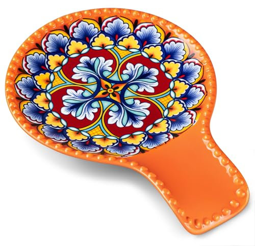 vancasso Porcelain Spoon Rest, 7.7 Inch Cooking Spoon Holder for Kitchen Counter Decor, Spoon Holder for Coffee Spoon Rest, Spoon Cradle, Spatula, Spoons or Tongs, Decorations, Orange