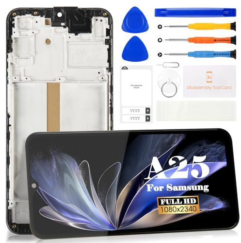 Incell Écran LCD pour Samsung Galaxy A25 4G/5G LCD A256 avec écran LCD SM-A256E SM-A256U - Pièces de rechange avec cadre (noir)