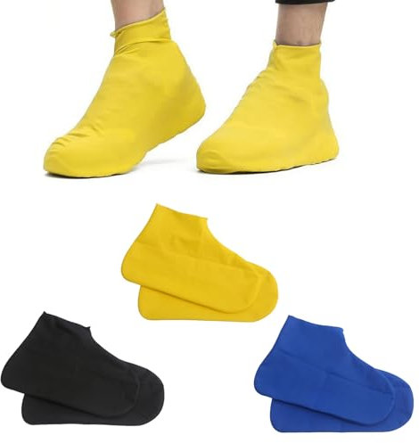 Schuhüberzieher Wasserdicht 3 Paar,Silikon überzieher Schuhe,Regen Schuhüberzieher Rutschfeste,Schuhüberzieher Mehrweg,für Outdoor Regen Schneetag Schlammige Straßen Europäische Schuhgröße (38-46)