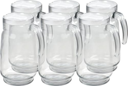 6 Pack Clear Thick Transparent Glass Jugs Serving Table Decanter Set (Dalia)