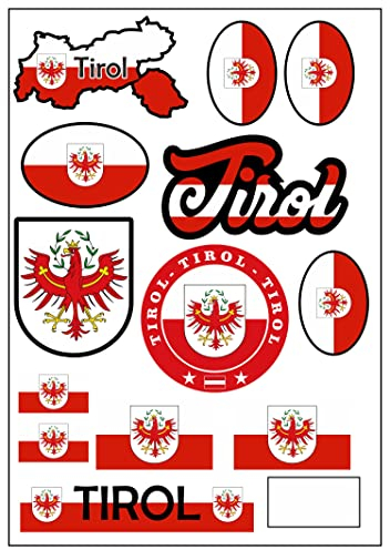 Daged Tirol Österreich Aufkleber Karte Stickerbogen - Reiseaufkleber PKW Auto Motorrad Biker Flagge Fahne Deko AK