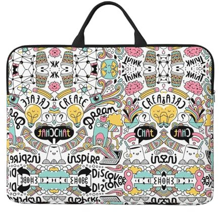 Comic Ar 14 Zoll Laptoptasche Sleeve Bag - Schultertasche, Messenger Aktentasche mit Tragegriff und Zubehörtasche, Schwarz , Einheitsgröße