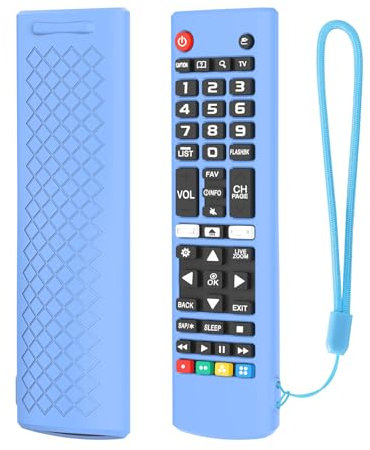 Funda Cubierta para Mando a Distancia para LG AKB75095307/AKB75375604/AKB74915305, Funda de Silicona para Mando a Distancia con cordón (Azul Luminoso)