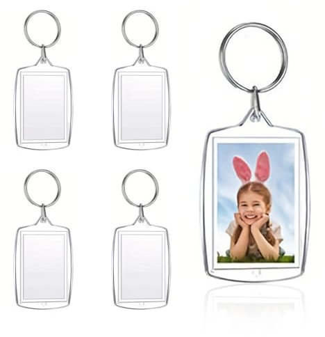 MEXRUMI 4 Pièces Porte-Clés Photo, Porte-Clés Photo Acrylique, Trousseau De Clés, Pendentif Cadre Photo Cadeau, Porte-Clés Cadre Photo Transparent