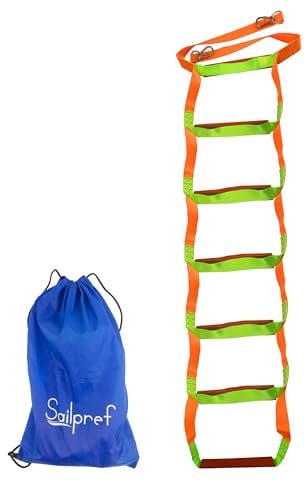 Boat Rope Ladder, 7 Step Boat Ladder, Heavy Duty 880lbs Strength with Carbon Fiber Reinforced Flat Steps, Foldable Boarding Rope Ladder for Inflatable Boat, Pontoon Boat, Sailboat, Kayak