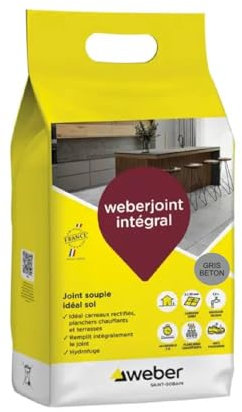 Weber - Junta de baldosas repelentes al agua, 5 kg, color gris Beton, ideal para suelos y baldosas rectificadas, Weberjoint integral, de ancho de 2 a 20 mm
